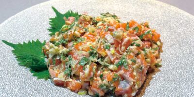 刻んで混ぜるだけ！サーモンでなめろう☆